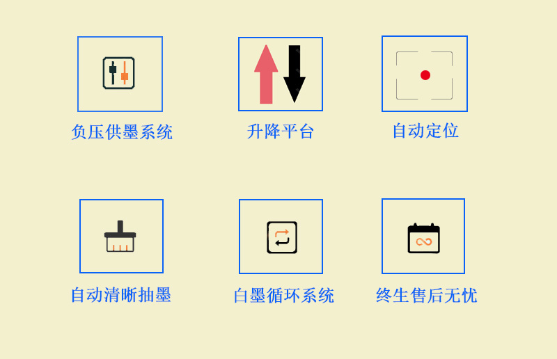 9060uv萬能打印機(jī)采用的是負(fù)壓供墨系統(tǒng),超強(qiáng)吸附平臺,噴頭加熱恒溫,自動清晰抽墨系統(tǒng),白墨循環(huán)系統(tǒng),以及終生售后無憂 9060uv萬能打印機(jī)采用的是負(fù)壓供墨系統(tǒng),超強(qiáng)吸附平臺,噴頭加熱恒溫,自動清晰抽墨系統(tǒng),白墨循環(huán)系統(tǒng),以及終生售后無憂